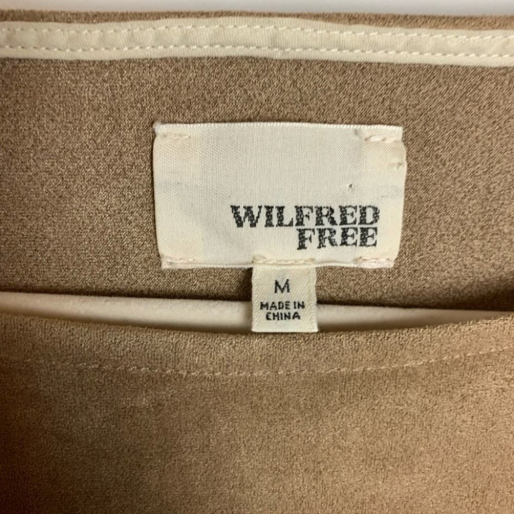 45. Wilfred Free Nori vegan Faux Suede Mini Dress Camel Size Medium  Aritzia - Picture 5 of 10